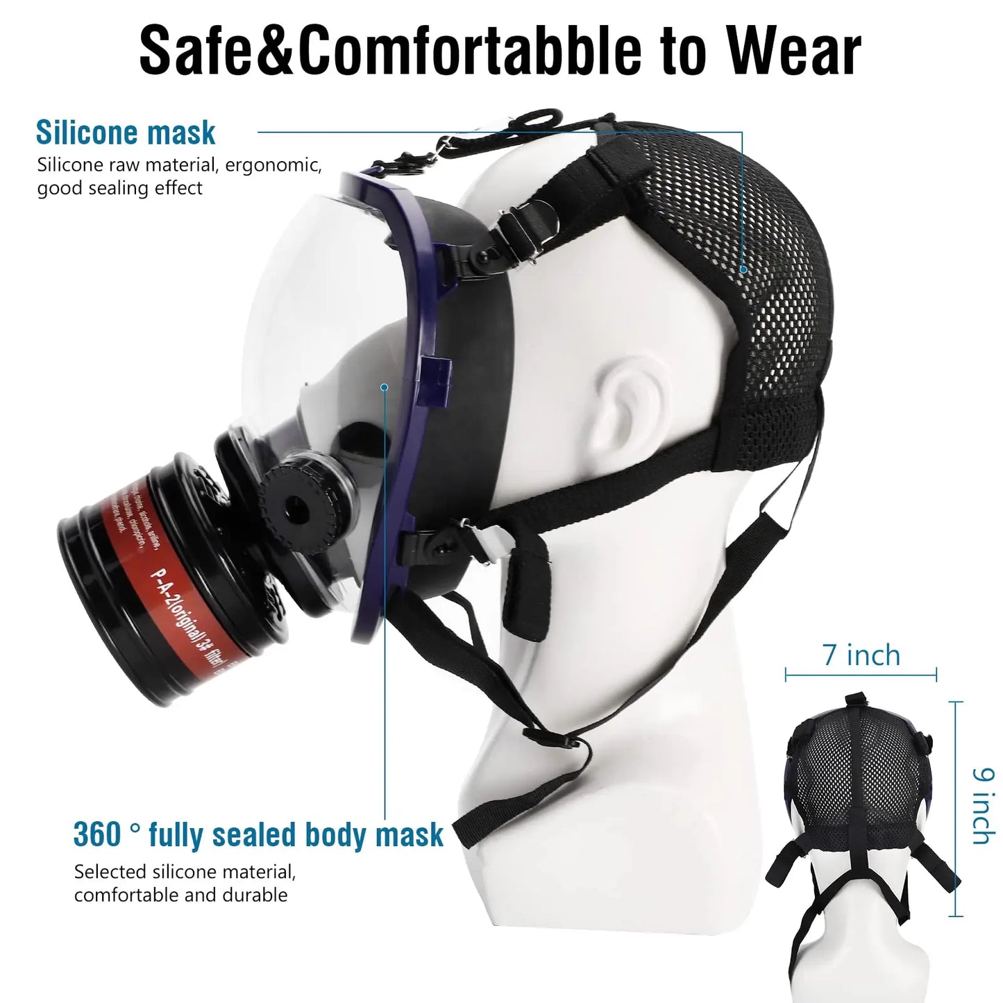Full Face Respirator Gas Mask With Activated Carbon Filter