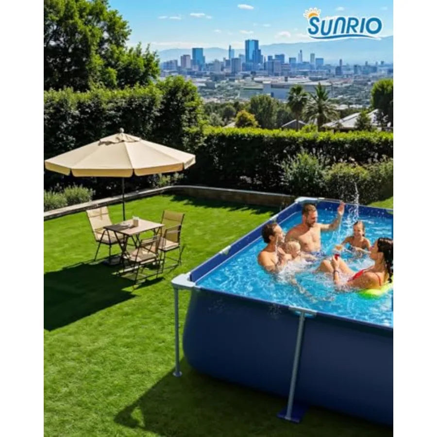 10'7926 Rectangular Above Ground Swimming Pool Metal Frame Family Pool for and Adults Outdoor Backyard Swimming Capacity 1049 G