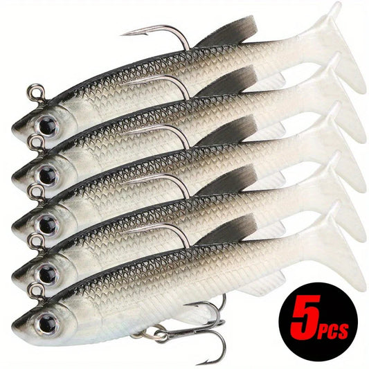 Realistic Soft Bait Kit Five Pcs For Freshwater Saltwater Fishing