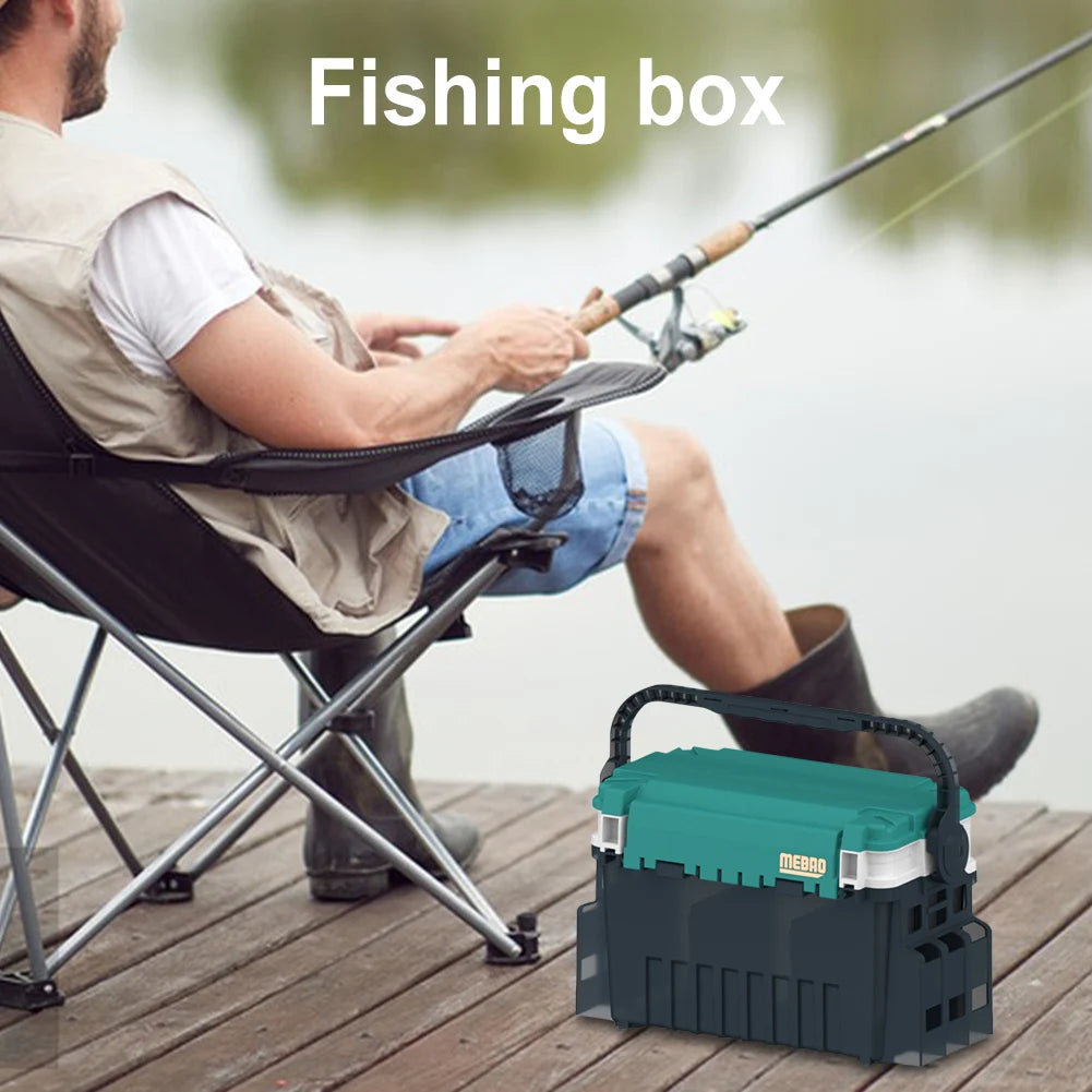 APWIKOGER Double Layer Fishing Rod Reel Box Large Capacity Case