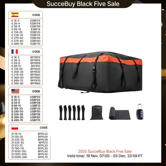 SucceBuy Car Rooftop Cargo Carrier Bag For Roof Rack