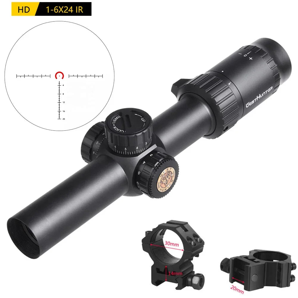 WestHunter HD 1 to 6x24 IR LPVO Riflescope Illumination