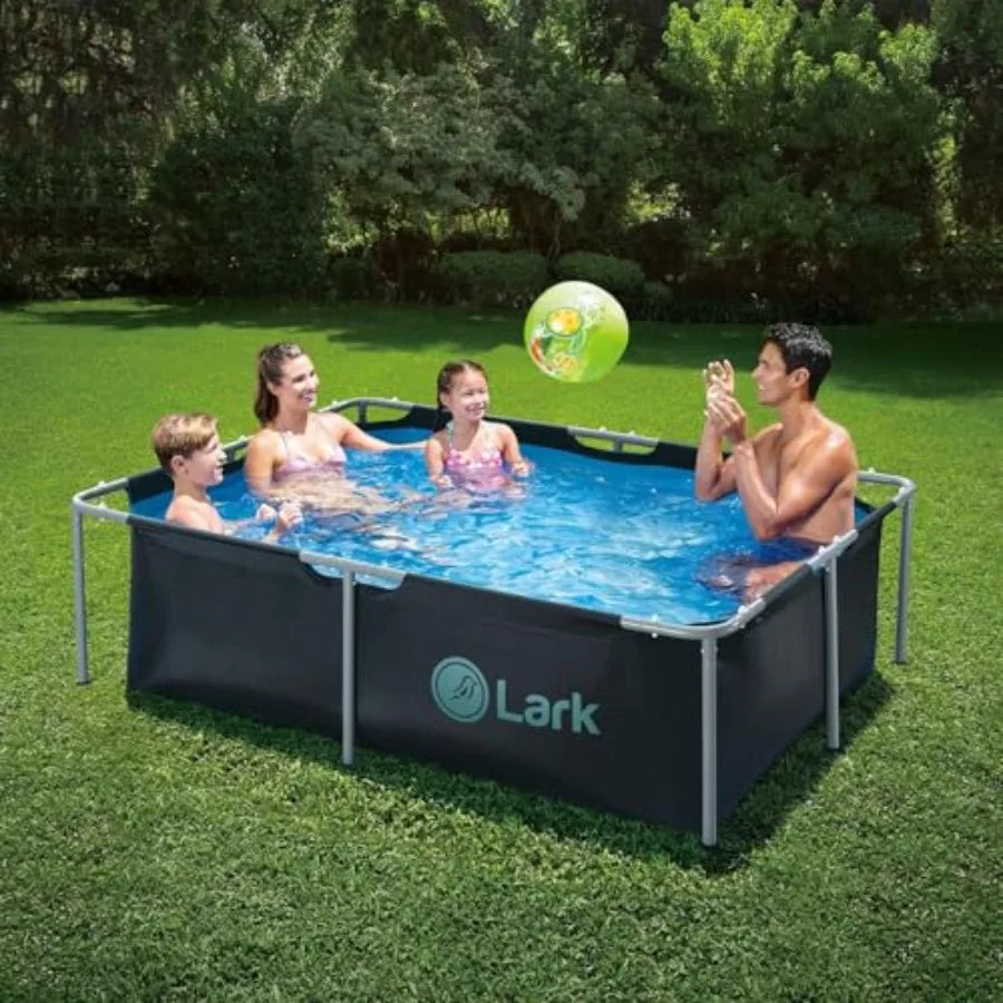 8.5' ft x 6' ft x 26 inches Rectangular Metal Frame Above Ground Outdoor Patio Pool with 300 Gallon Pump