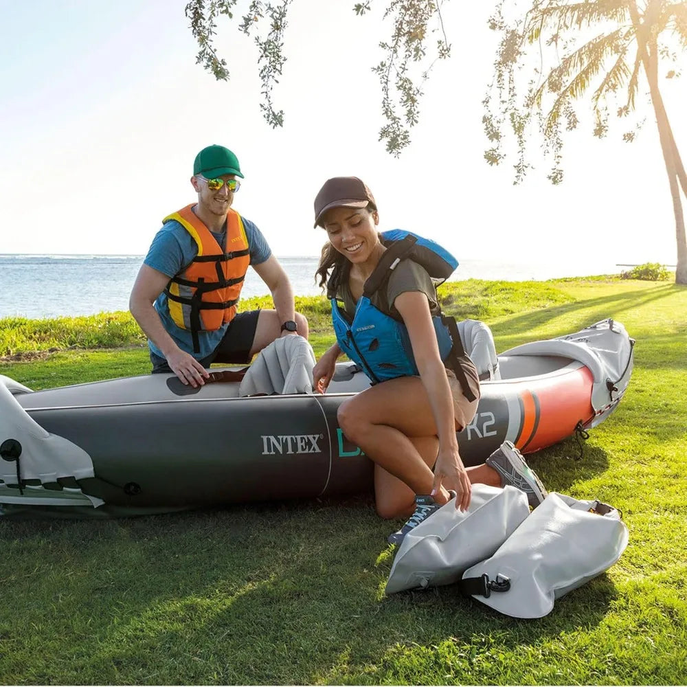 UOSU Dakota K2 Two Person Inflatable Kayak Set With Oars And Pump