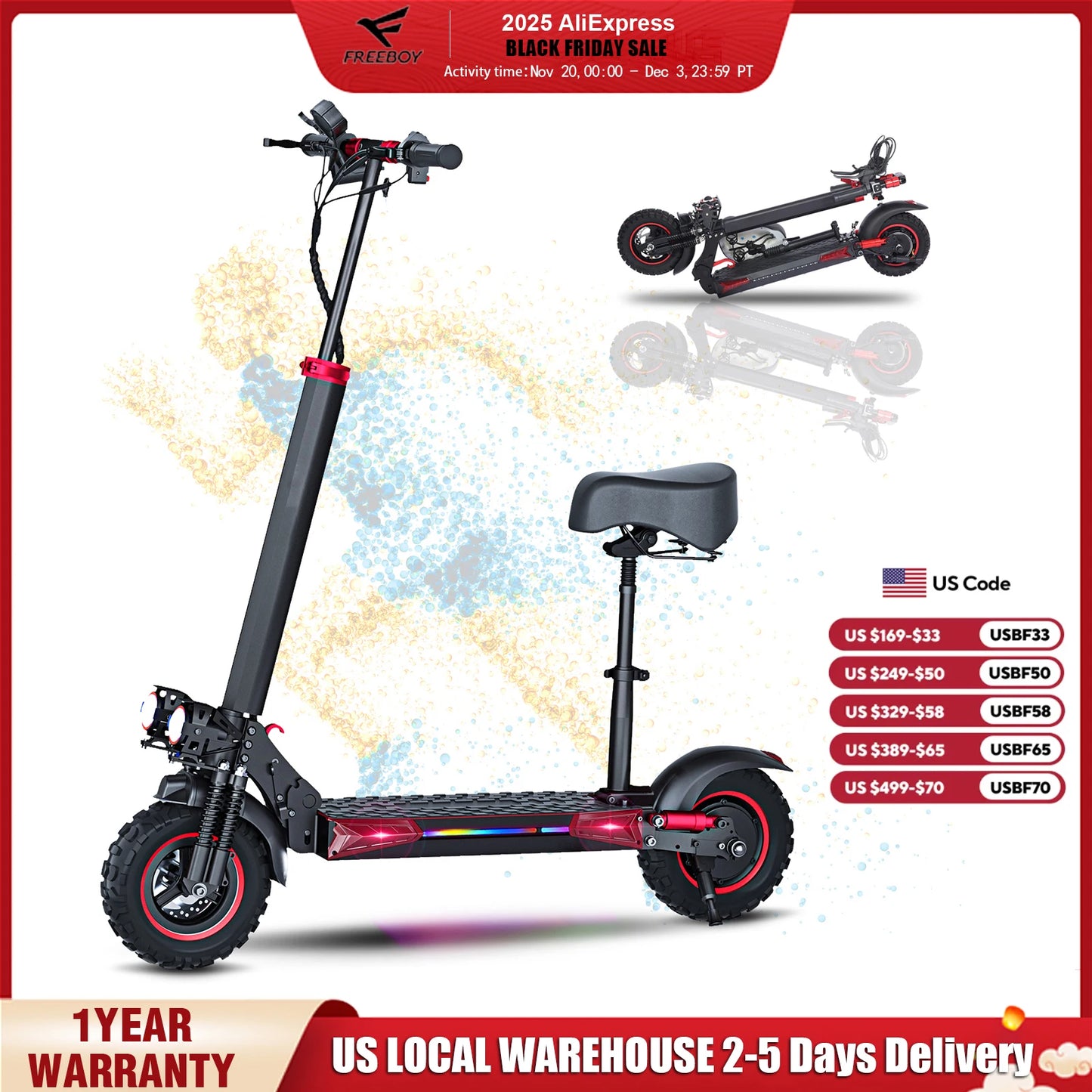 Freeboy Off-road Electric Scooter J11 Series 1200W Foldable Seat