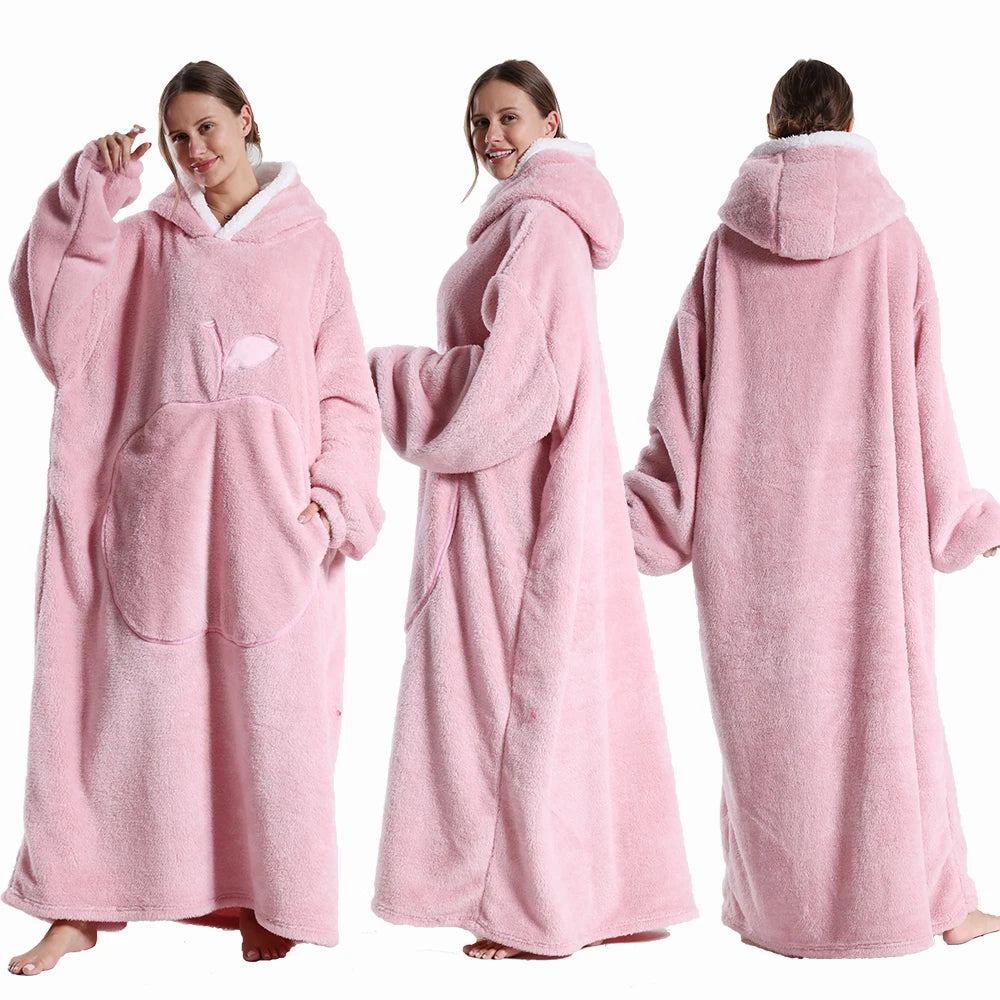 Zhejiang Wearable Hooded Blanket With Sleeves Polar Fleece For Adults