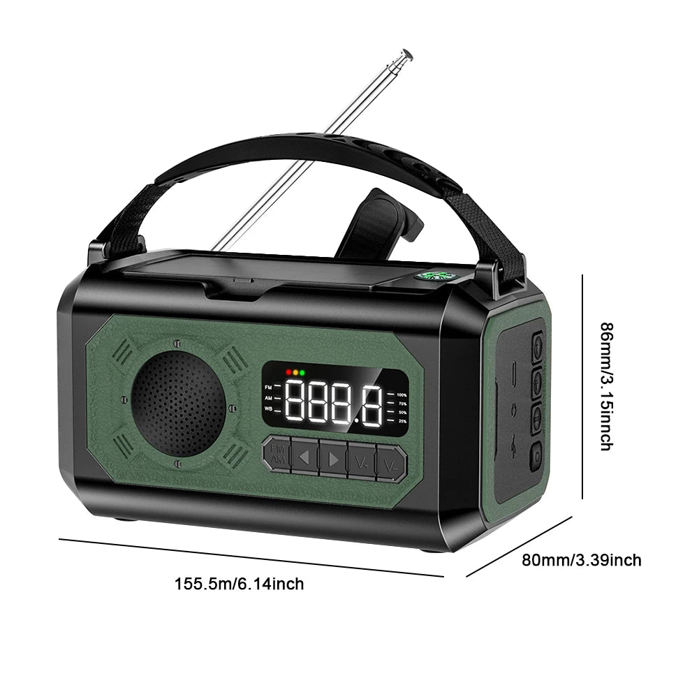MUQZI 12000mAh Portable Solar Emergency Radio With Power Bank