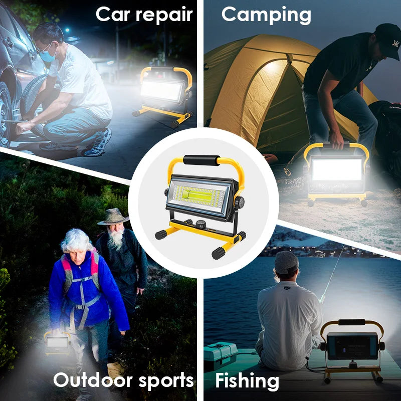Brightness 100W COB Rechargeable LED Work Light Flood Lamp Waterproof